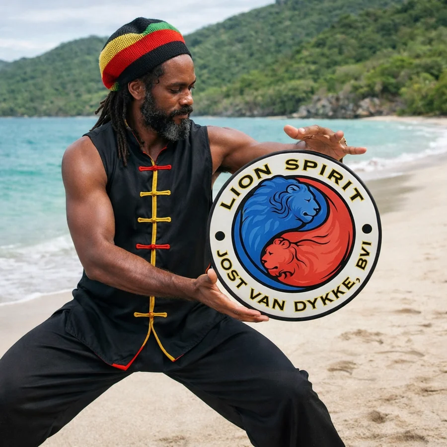 Tai chi at dawn on the sand
